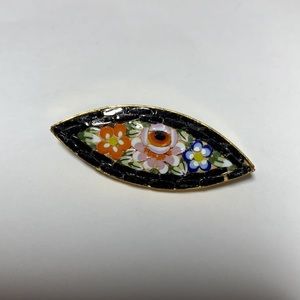 VTG Micro Mosaic Brooch Pin Floral Made In Italy